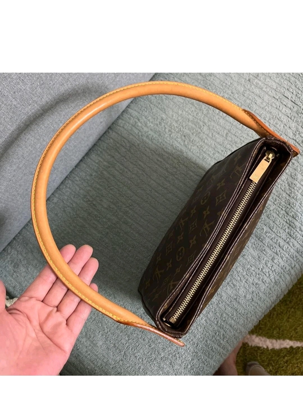 Louis Vuitton Monogram Canvas Shoulder Bag with Tan Handle - Picture 5 of 5